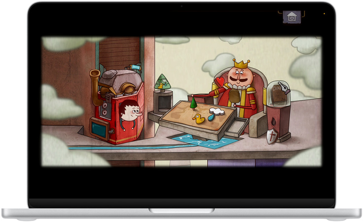 Stříbrný MacBook Neo, na obrazovce je scéna ze hry Oceanhorn 3