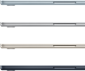الجزء الجانبي الخارجي لأربعة أجهزة MacBook&nbsp;Air‏ يبيّن أربعة ألوان مختلفة