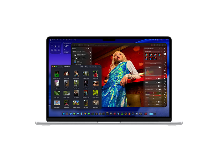 Pixelmator screen demonstrating MacBook Air storage and memory