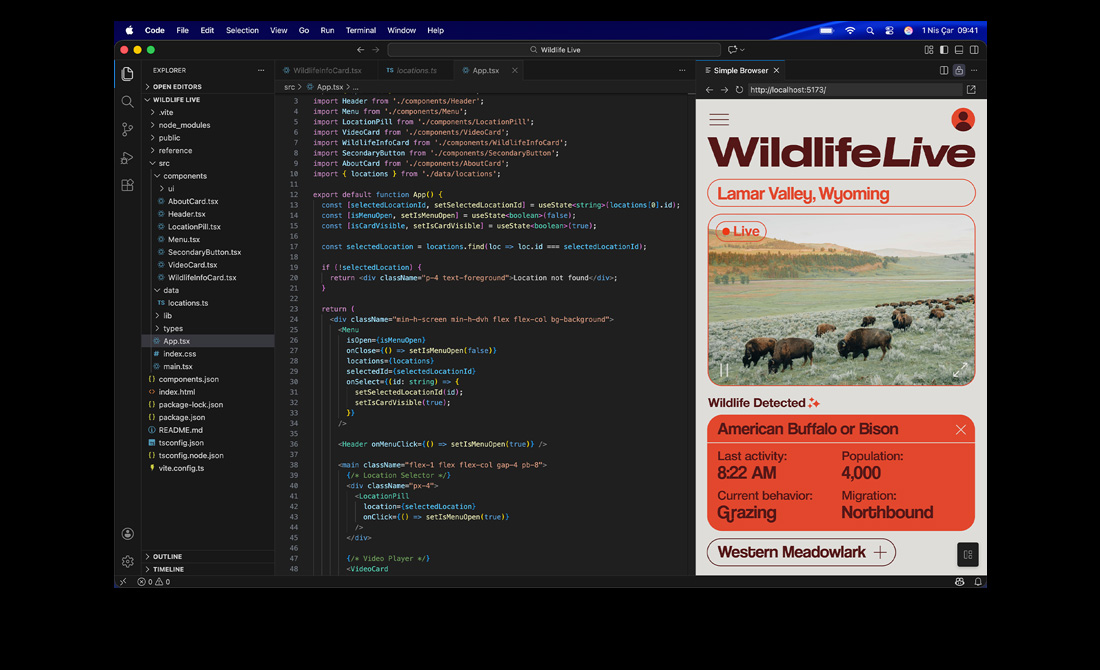 MacBook Pro ekranında Visual Studio Code’u kullanan bir uygulamanın kodu gösteriliyor