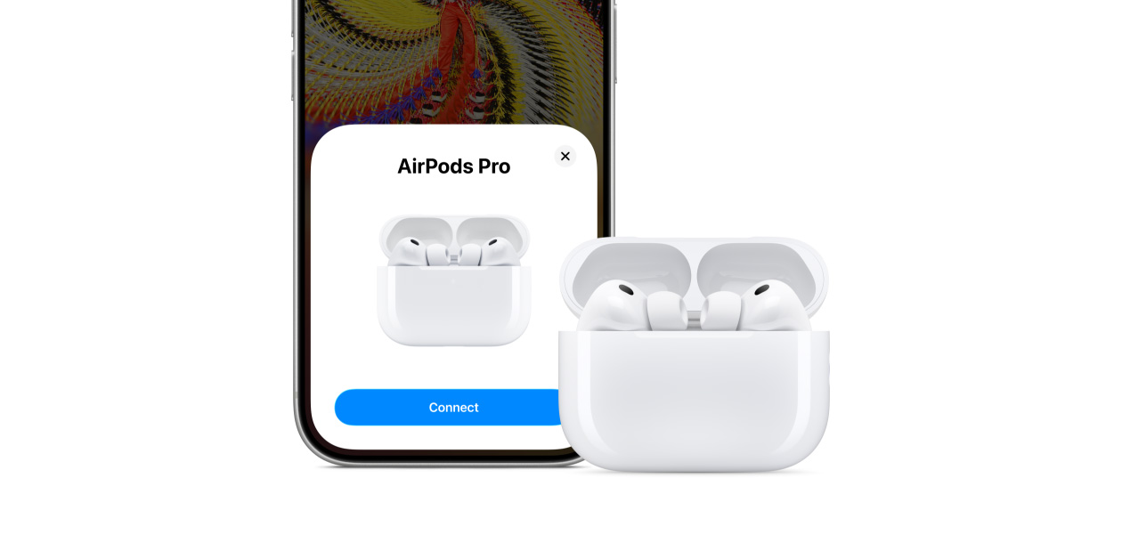„iPhone 17 Pro“, ryšio funkcija ekrane, „AirPods Pro 3“ ir „MagSafe“ įkrovimo dėklas (USB‑C)