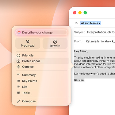 إيميل عمل يتضمن تعليمات من Apple&nbsp;Intelligence.