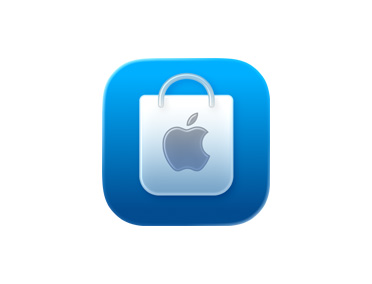 Apple Store-appen, ikon med blå shoppingpose
