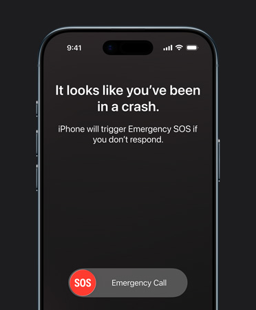 iPhone Air, μπροστινή εξωτερική όψη, λειτουργία Ανίχνευσης τροχαίου σε χρήση