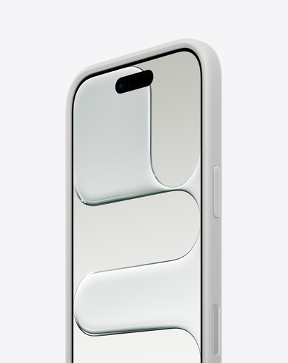 iPhone Air mostrato di fronte e di lato, profilo sottile, bumper in silicone grigio chiaro agganciato